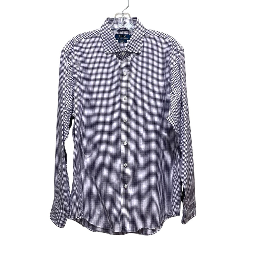 Polo Ralph Lauren Checkered Button Down Shirt Purple and White Mens Size Medium - Picture 1 of 8